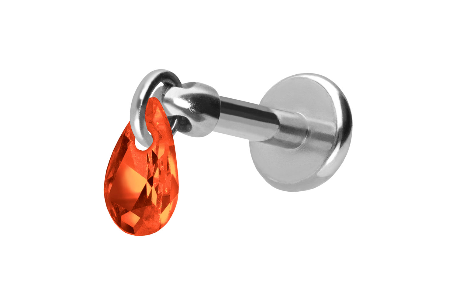 Titan Labret Piercing mit Push Fit KRISTALLTROPFEN